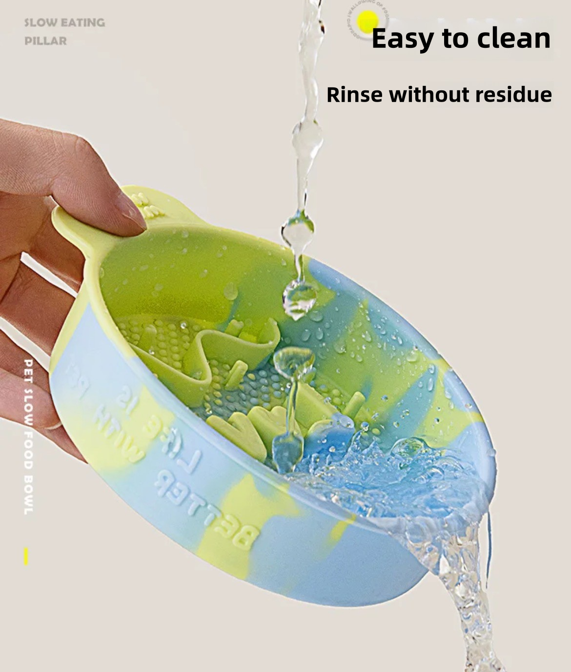 PawsCube Slow Feeder Bowl for Small Dogs & Cats - Non-Slip Silicone Anti-Choke Pet Dish, Spill-Proof Food/Water Bowl